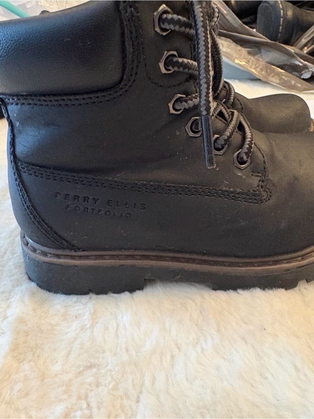 Perry Ellis Black Youth Lace-Up Ankle Boots